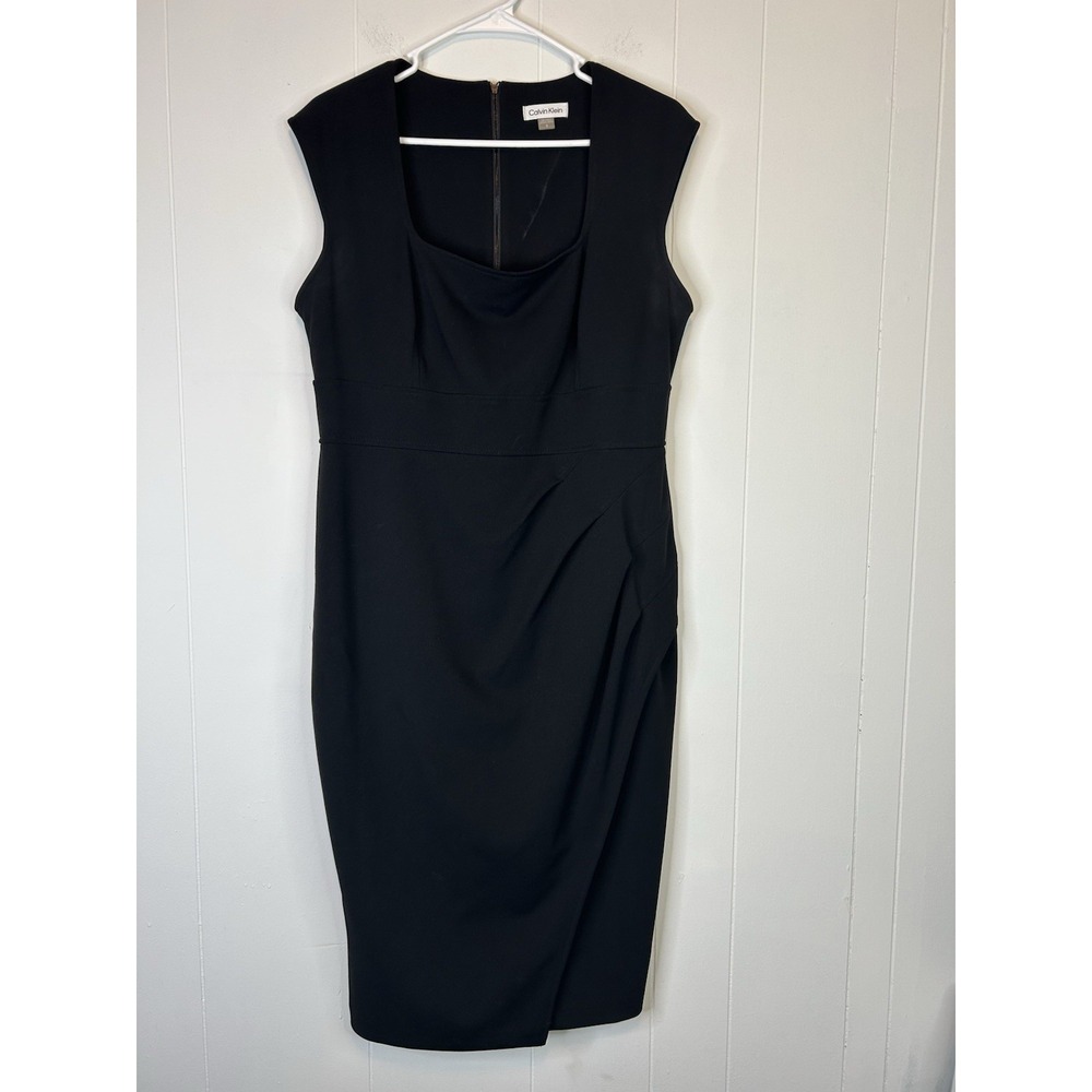 Calvin Klein Women's Size 12 Sleeve Sheath Dress Black Professional 280